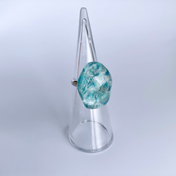 glass wave oval hydrangea light blue ring 3枚目の画像