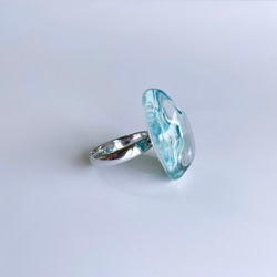 glass wave oval hydrangea light blue ring 5枚目の画像