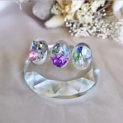 glass oval 3way fairy purple flower Earrings 2枚目の画像