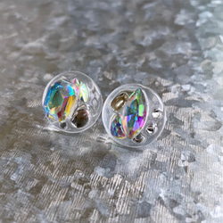 glass round nuance crystal Earrings  ③ 2枚目の画像