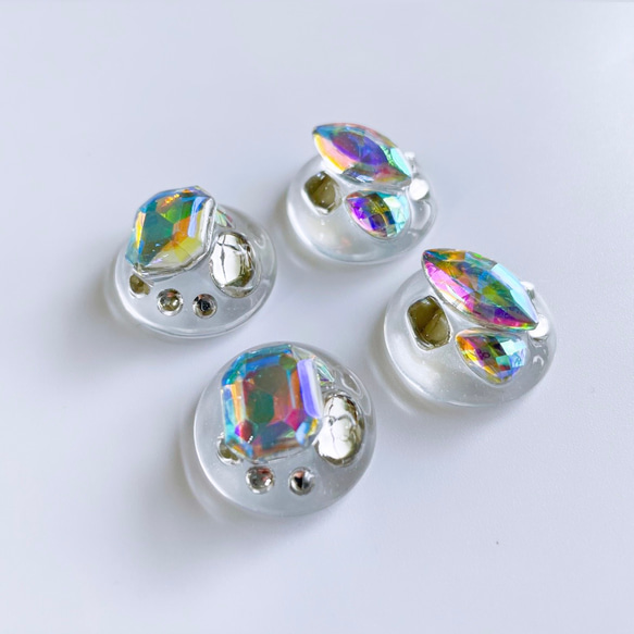 glass round nuance crystal Earrings  ③ 4枚目の画像