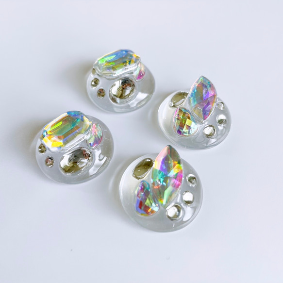 glass round nuance crystal Earrings  ③ 5枚目の画像