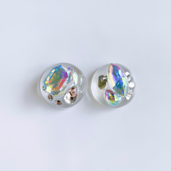 glass round nuance crystal Earrings  ③ 6枚目の画像