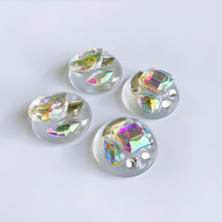 glass round nuance crystal Earrings  ② 5枚目の画像