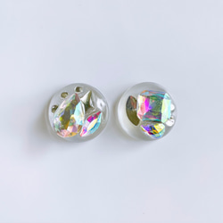 glass round nuance crystal Earrings  ② 6枚目の画像