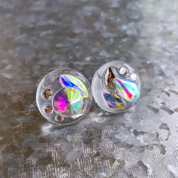 glass round nuance crystal Earrings  ① 1枚目の画像