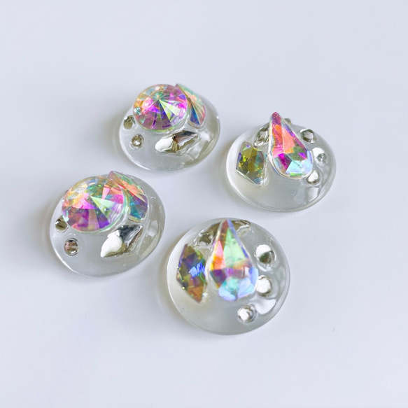 glass round nuance crystal Earrings  ① 5枚目の画像