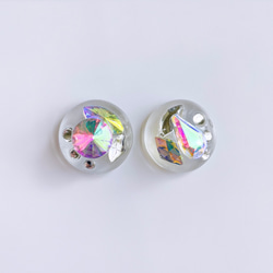 glass round nuance crystal Earrings  ① 6枚目の画像