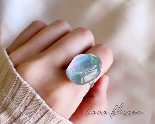 指輪・リング hana glass wave oval moisture aurora ring 指輪・リング hana
