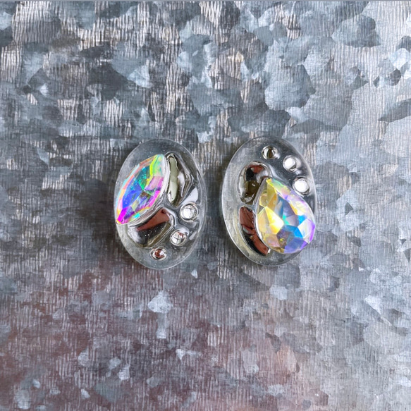 glass drop nuance crystal Earrings ④ 4枚目の画像