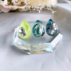 glass drop 3way universe silver Earrings 1枚目の画像