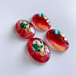 glass oval apple Earrings 6枚目の画像