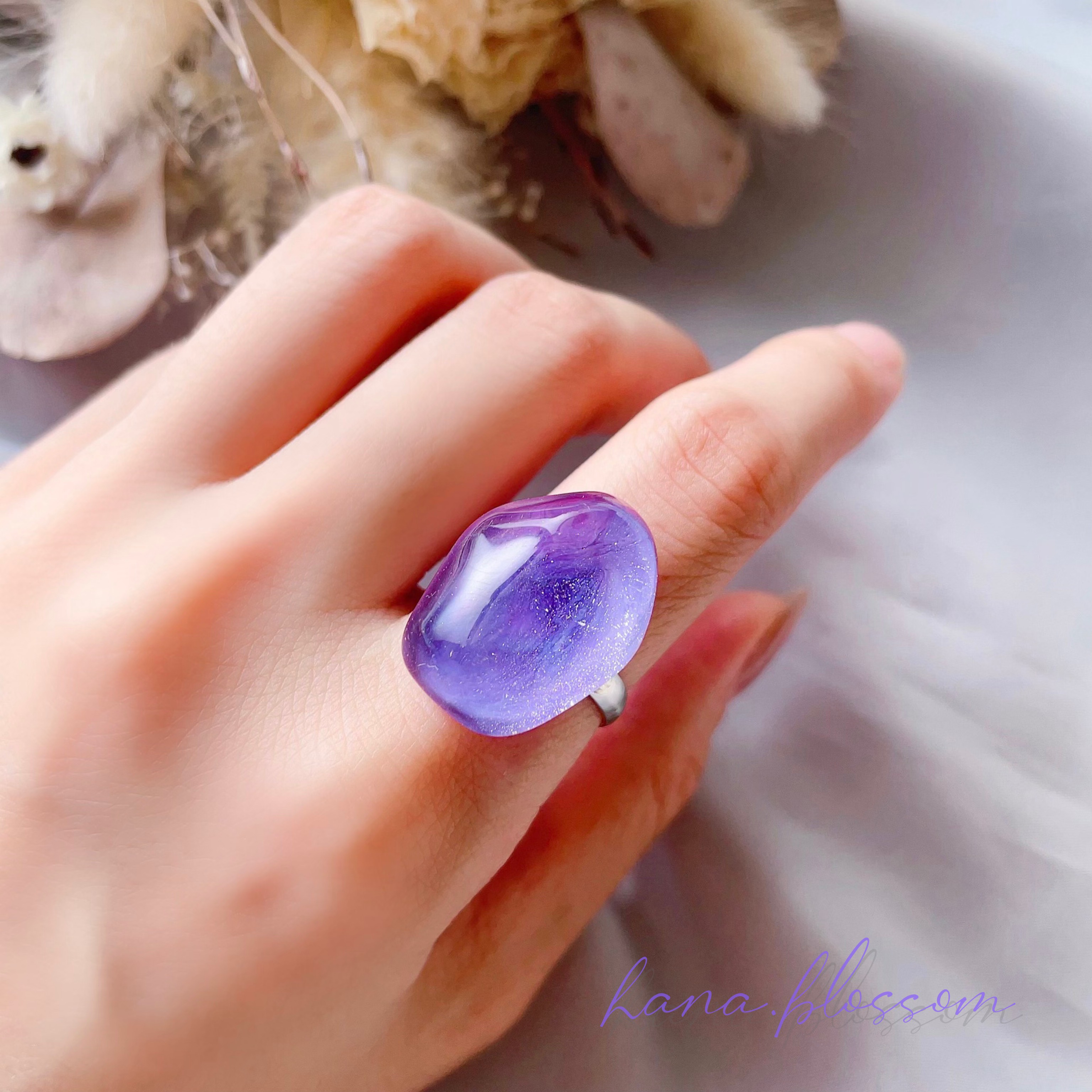 glass wave oval grape ring 指輪・リング hana.blossom 通販