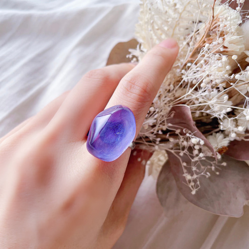 glass wave oval grape ring 指輪・リング hana.blossom 通販
