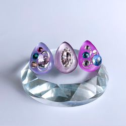 glass drop 3way grape silver Earrings 4枚目の画像