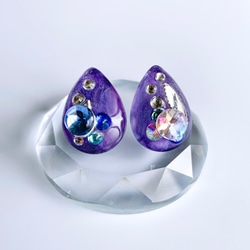 glass drop grape silver Earrings 4枚目の画像