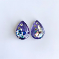 glass drop grape silver Earrings 5枚目の画像