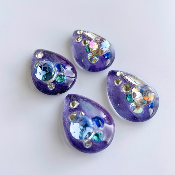 glass drop grape silver Earrings 6枚目の画像