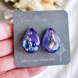 glass drop grape silver Earrings 7枚目の画像