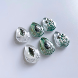 Glass drop 3way nuance 銀綠色耳環 第3張的照片