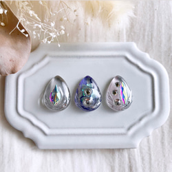 glass drop 3way nuance silver purple Earrings 1枚目の画像