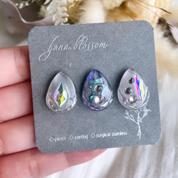 glass drop 3way nuance silver purple Earrings 5枚目の画像