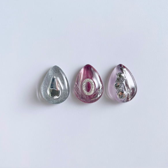 glass drop 3way nuance silver wine red Earrings 2枚目の画像