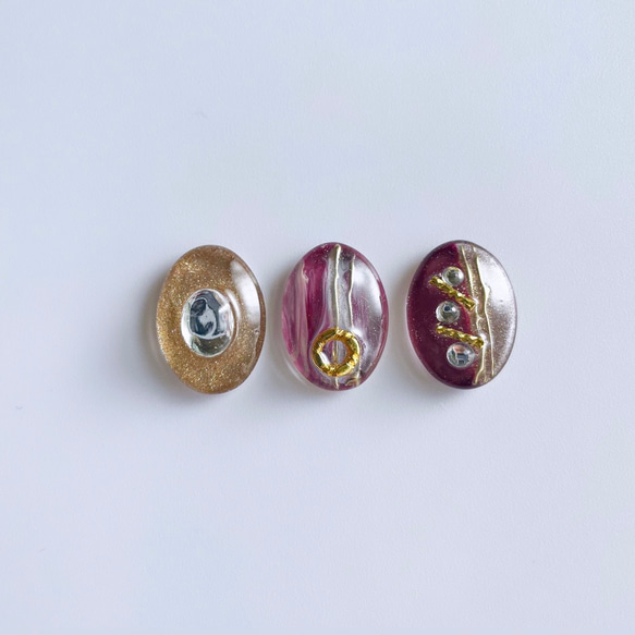 glass oval 3way nuance wine red Earrings 2枚目の画像