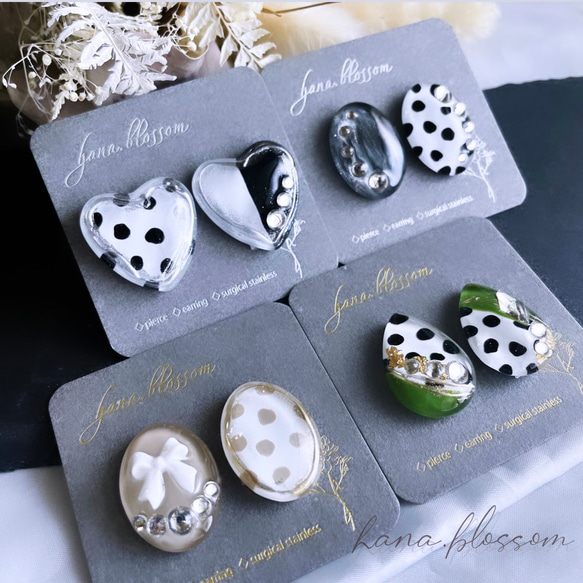 【特集掲載】glass oval monotone dalmatian Earrings 10枚目の画像