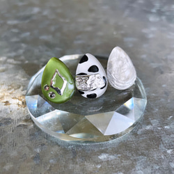 glass drop 3way khaki dalmatian Earrings 3枚目の画像