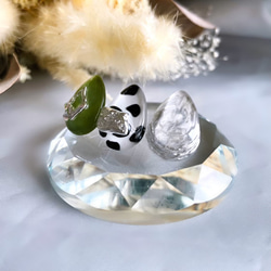 glass drop 3way khaki dalmatian Earrings 6枚目の画像