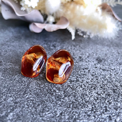 glass wave oval tortoiseshell Earrings 4枚目の画像