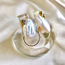 glass rectangle keshi Pearl jewelry Earrings 5枚目の画像