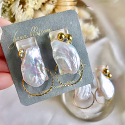 glass rectangle keshi Pearl jewelry Earrings 7枚目の画像