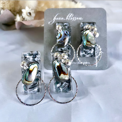 glass rectangle avalon shell jewelry Earrings 3枚目の画像