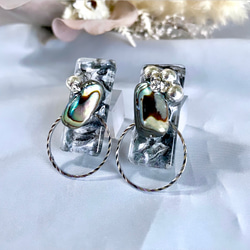 glass rectangle avalon shell jewelry Earrings 5枚目の画像