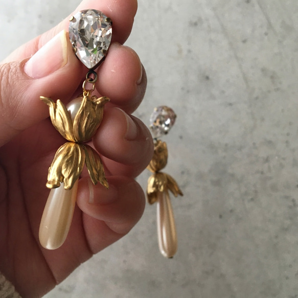 vintage flower bud / pierce・earring 1枚目の画像