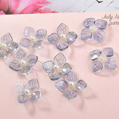 あじさい　2点 2個入】アジサイ パーツ 紫陽花パーツ フラパン アクリル ライト