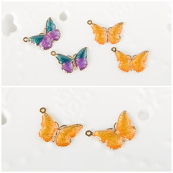 【2個入】レジン　小さな蝶々　バラフライ　パーツ　チャーム　イェロー（小）　B010Y 1枚目の画像