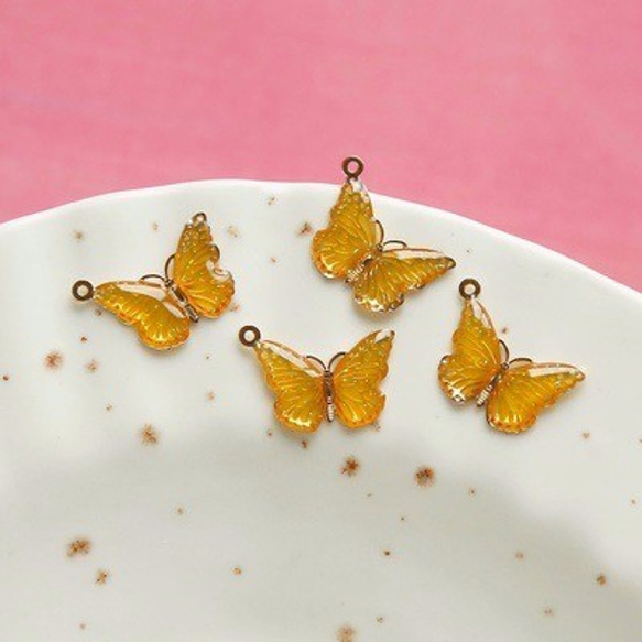 【2個入】レジン　小さな蝶々　バラフライ　パーツ　チャーム　イェロー（小）　B010Y 9枚目の画像