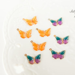 【2個入】レジン　小さな蝶々　バラフライ　パーツ　チャーム　イェロー（小）　B010Y 6枚目の画像