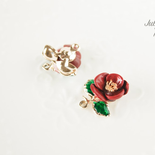 2個入】椿 パーツ メタルチャーム 花 フラワー 赤 H0020 2個入】椿 パーツ メタルチャーム 花 フラワー 赤 H0020