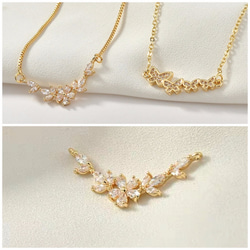 【1個入】ライストーン の花　パーツ　ネックレス　銅メッキ18K 高品質　丸カン2つ　P0101 1枚目の画像