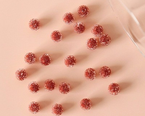 【2個入】砂糖菓子のような飴玉パーツ チャーム 樹脂 透明感 粉砂糖