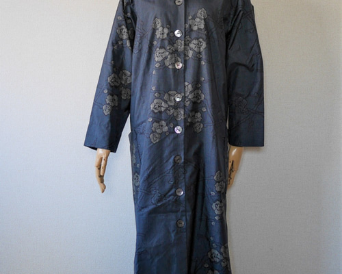 半額! 大島紬から 着物リメイクコート 虹色格子 半額！大島紬から着物リメイクコート 虹色格子