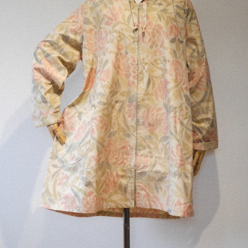 着物リメイク　コート 着物リメイク コート リバーシブル 2WAY 大人かわいい 花柄 正絹