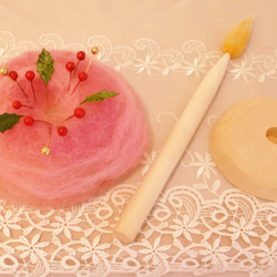 木と羊毛から作ったキャンドル~ ピンク系（愛） 5枚目の画像