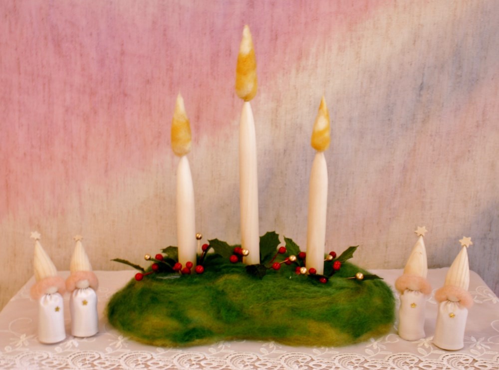 木と羊毛製・聖夜の灯（３本立て）