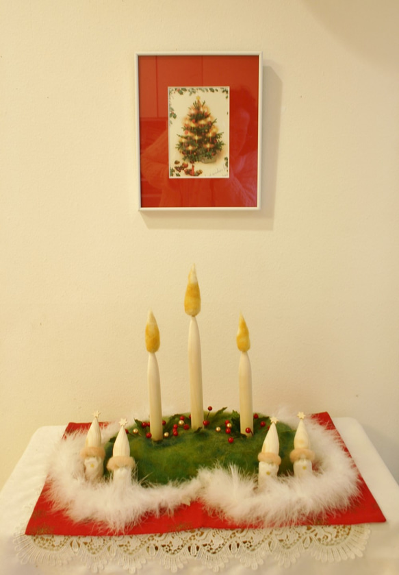 木と羊毛製・聖夜の灯（３本立て） 4枚目の画像