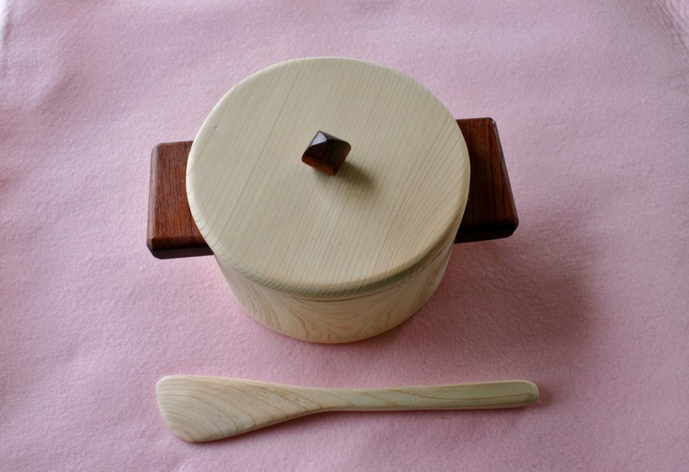 おままごと用お鍋と木ベラセット（ひのき、ブビンガ製）